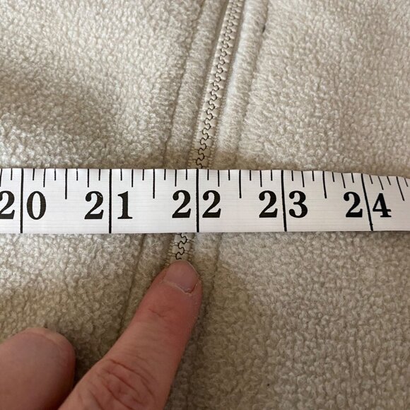 Lands' End Sweater Fleece Vest Womens Large 14-16 Cream Gray Full Zip Pockets - Picture 7 of 13